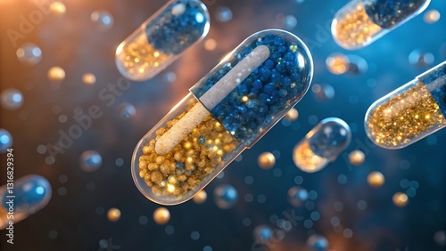 Futuristic Medicine Concept with Advanced Pharmaceutical Capsules