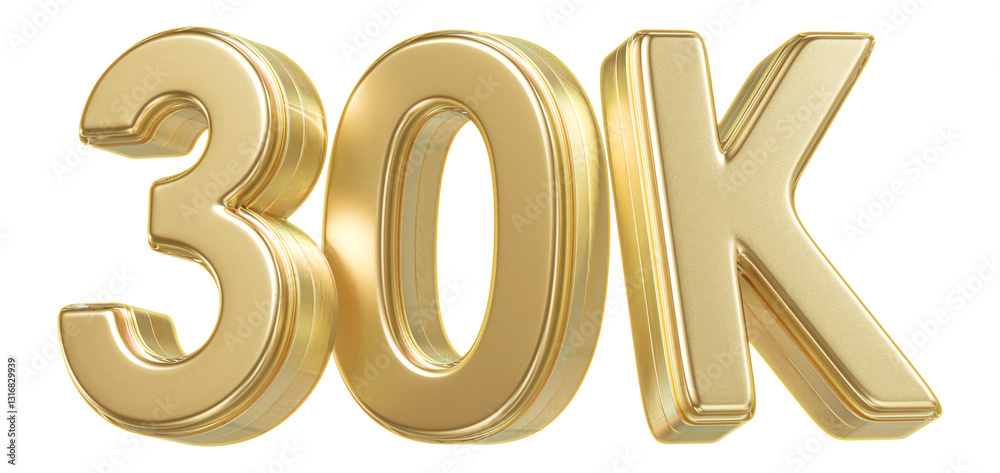 30K Follower Golden Number 3D Render 30K Follower Golden Number 3D Render