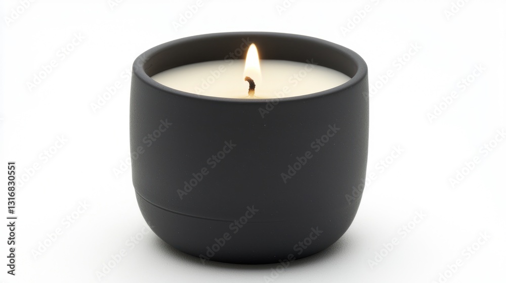 Aromatic Gray Candle with a Glowing Flame Aromatic Gray Candle with a Glowing Flame
