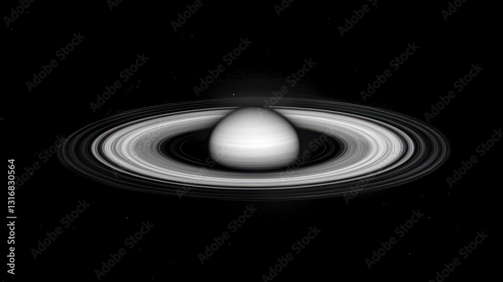 Fototapeta premium Majestic Saturn: A Celestial Portrait in Monochrome