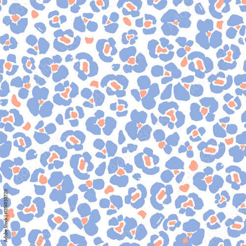 Bright Leopard Skin Texture Pattern Vector. Naive Abstract Flowers, Seamless Animal Skin Pattern. purple Leopard Camouflage animal. Leopard pattern textile design watercolor animal safari design art.