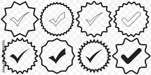 Check mark. Check mark vector icons. Green and black check marks in circle and square. check mark collection, isolated. EPS 10.