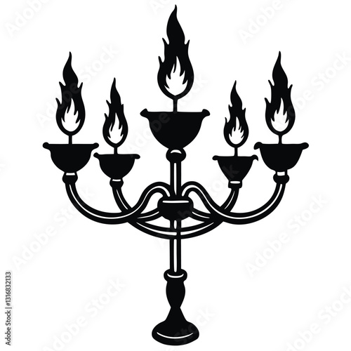 Floating candelabra with flickering flames.