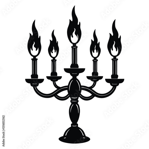 Floating candelabra with flickering flames.