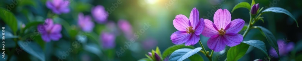 Deep purple flowers blooming in a blue Nemophora canopy, plants, nemophora Deep purple flowers blooming in a blue Nemophora canopy, plants, nemophora