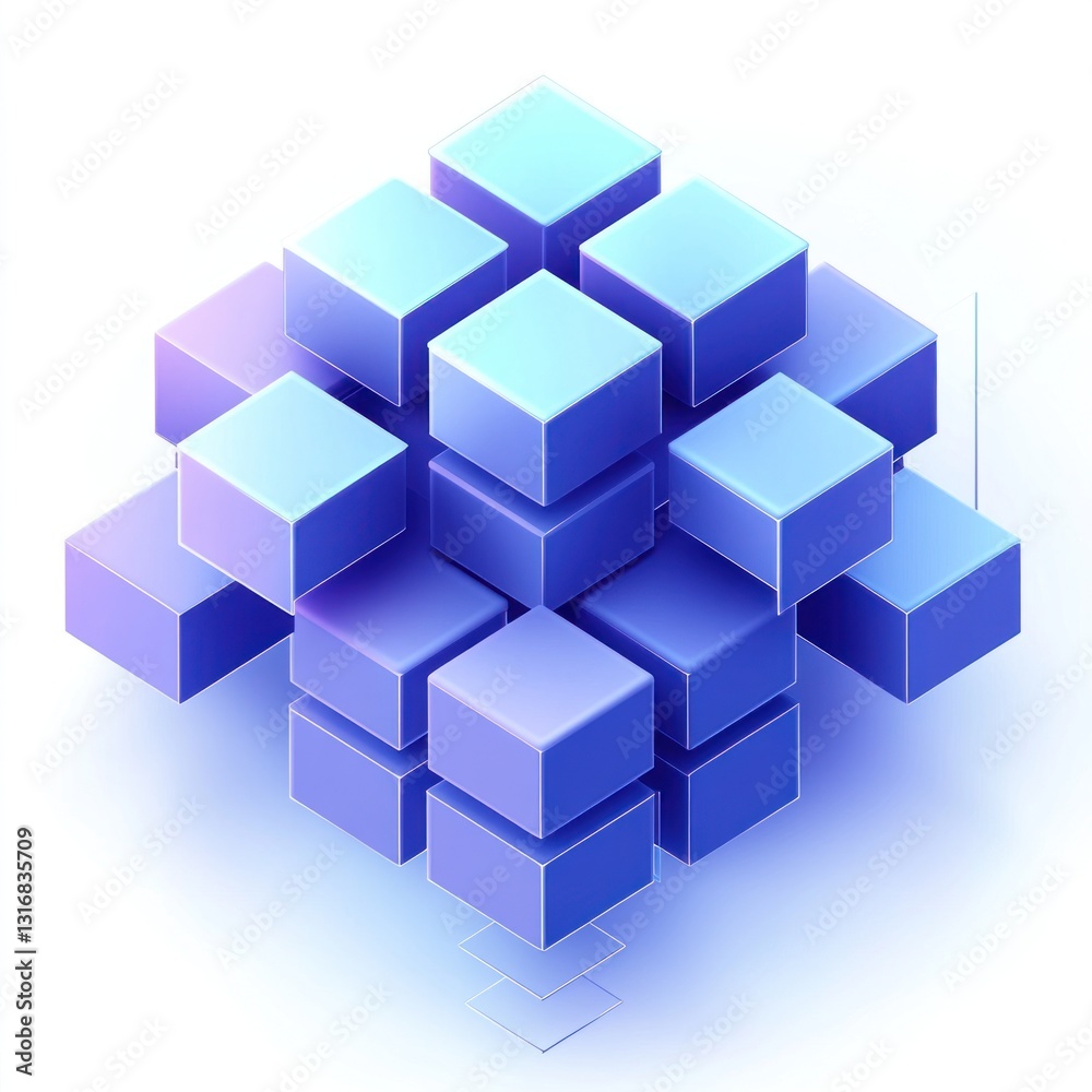 Abstract 3D cube structure, complex data, technology. Abstract 3D cube structure, complex data, technology.