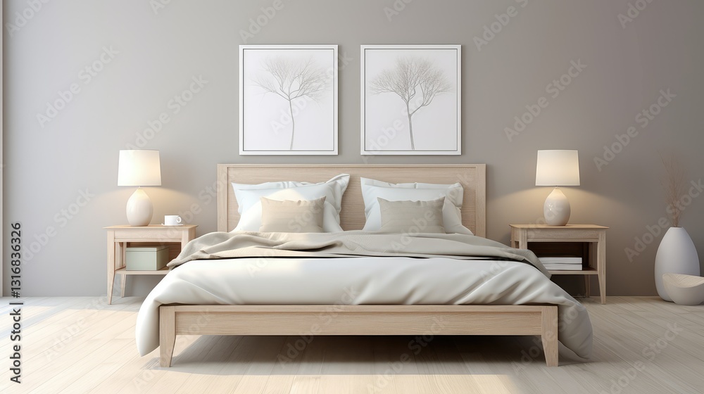 Fototapeta premium bedroom white wood wash
