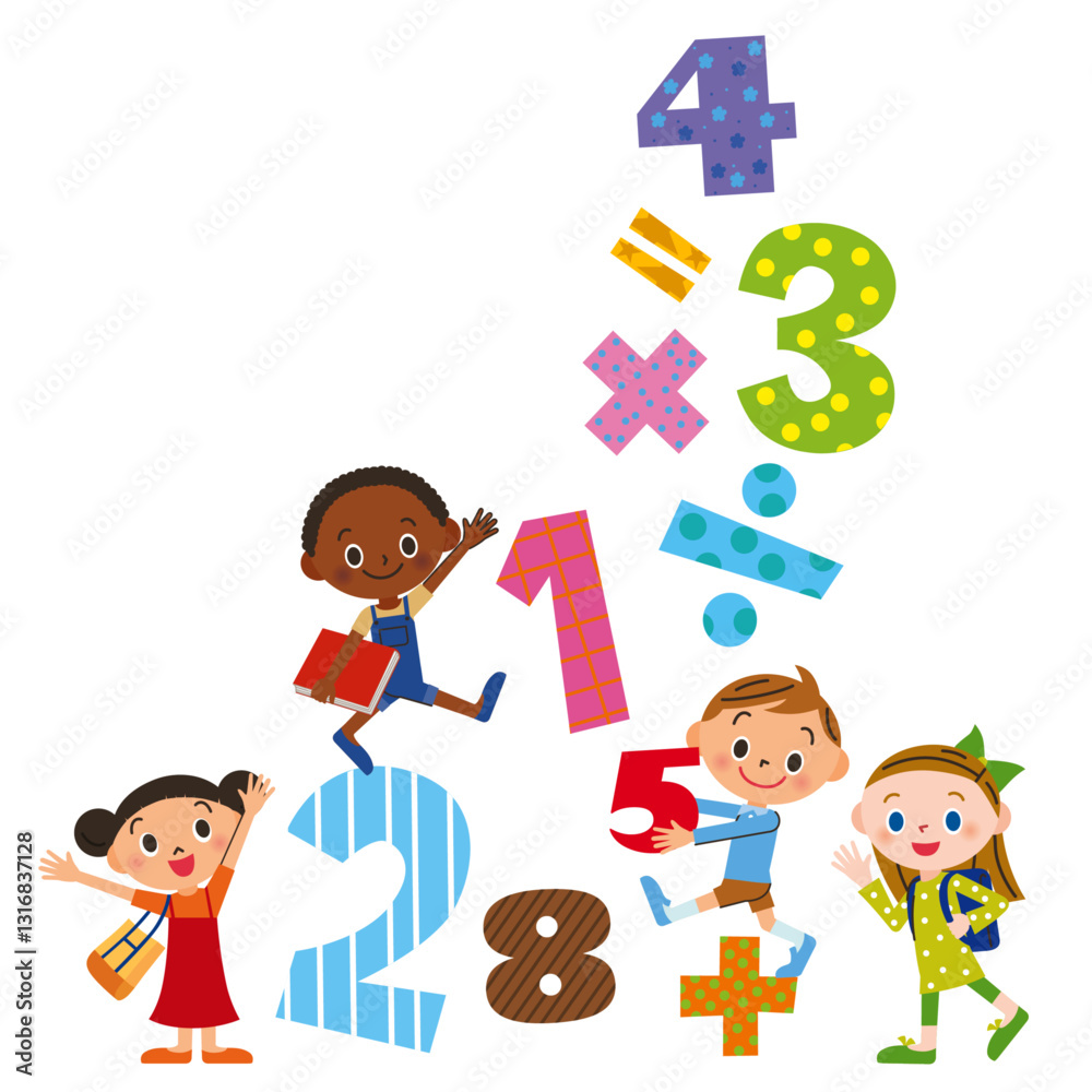 算数の勉強をしている子供達のイメージ 算数の勉強をしている子供達のイメージ
