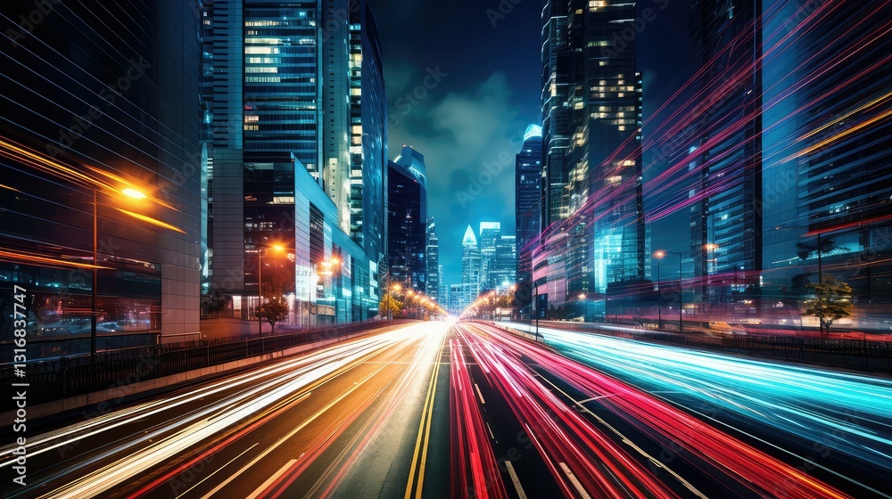 Fototapeta premium night light trails