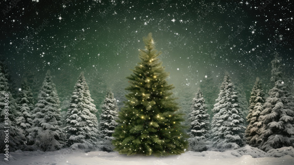 Obraz premium branches green christmas tree outline