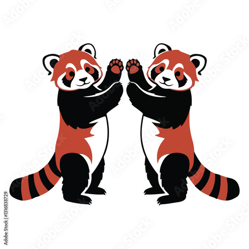 Adorable Red Pandas High Five