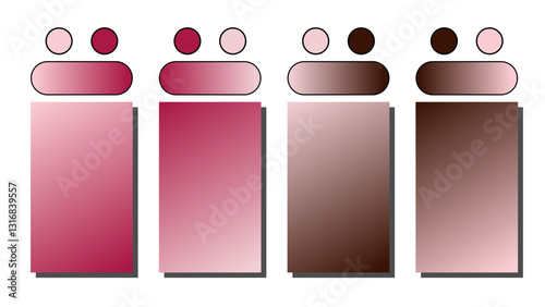 Set of vector gradient background. Cover set design with Rose Quartz, Rose Red, Rose Quartz, Puce color. Beautiful abstract gradient for covers, wallpapers, branding, business card vector illustration
