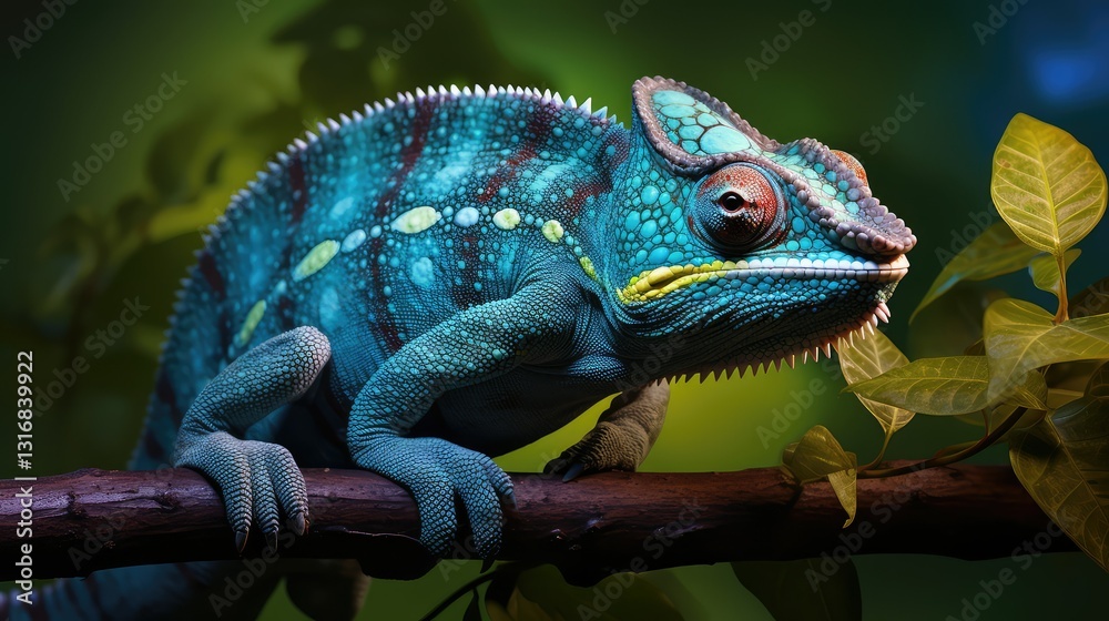 Fototapeta premium photograph blue chameleon