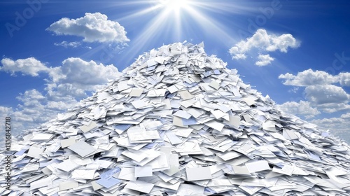 White Paper Mountain Under a Bright Sunny Sky