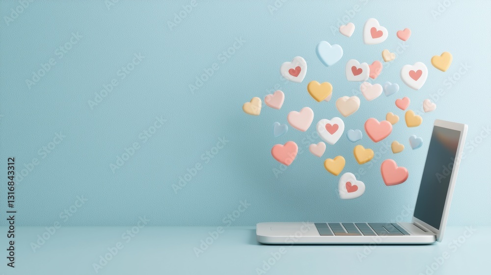 A social media notification bubble with a heart icon, representing a like, comment, or other positive interaction on a post. A social media notification bubble with a heart icon, representing a like, comment, or other positive interaction on a post.