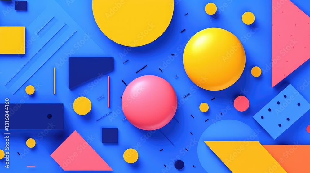 Obraz premium retro blue geometric shape background