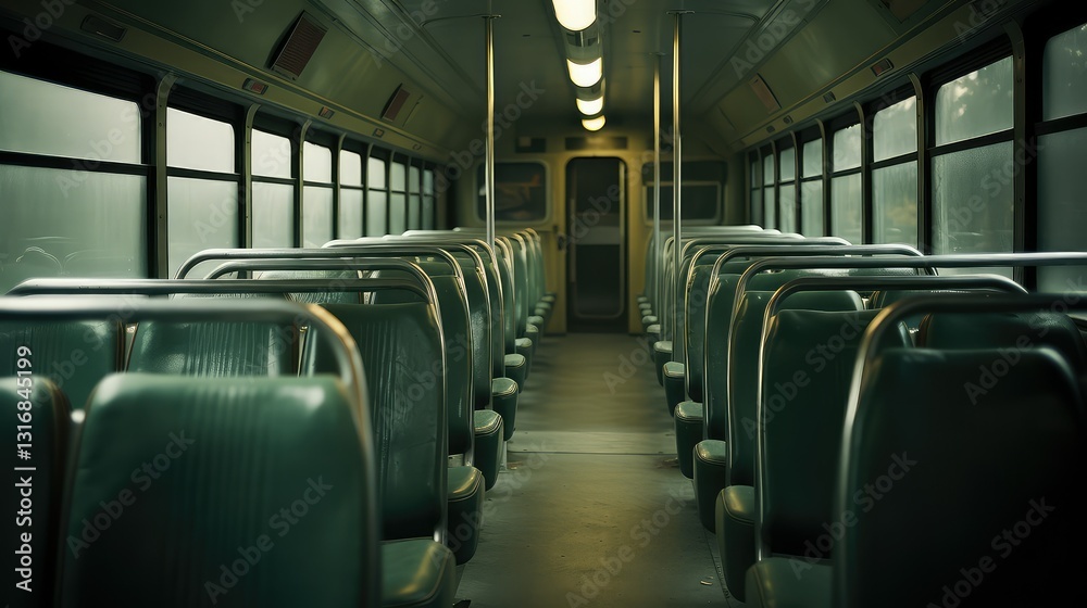 Fototapeta premium somber blurred school bus interior