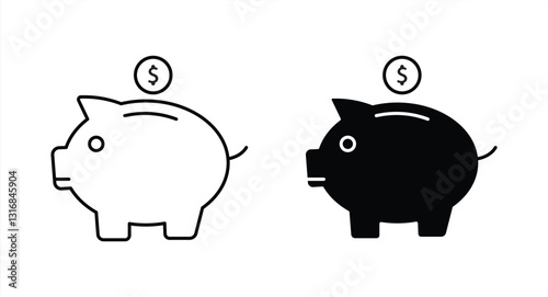 Money piggy bank icon symbol. Illustration design image with dollar currency