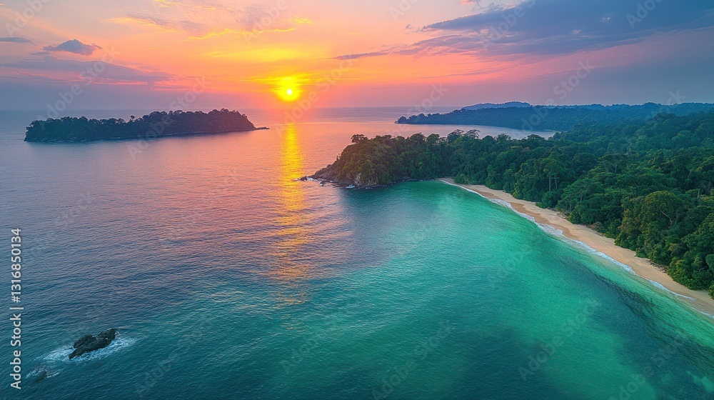 Fototapeta premium Golden sunset on the beach