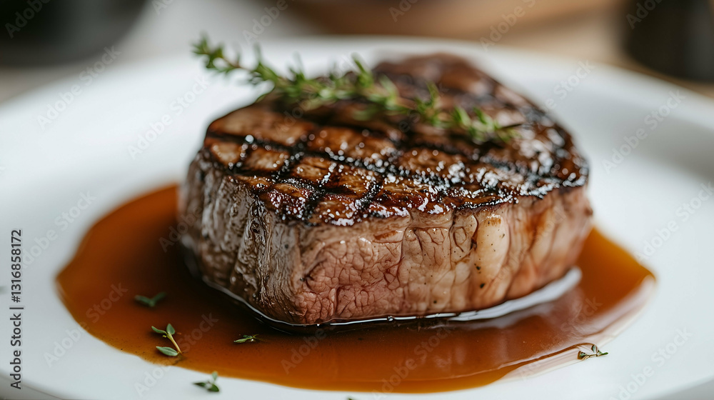 Grilled steak with sauce