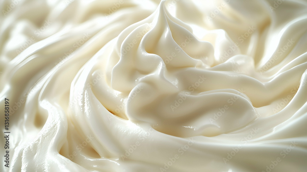 Smooth whipped cream close-up