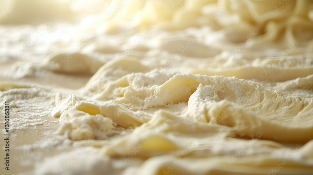 Fresh rolled dough with flour