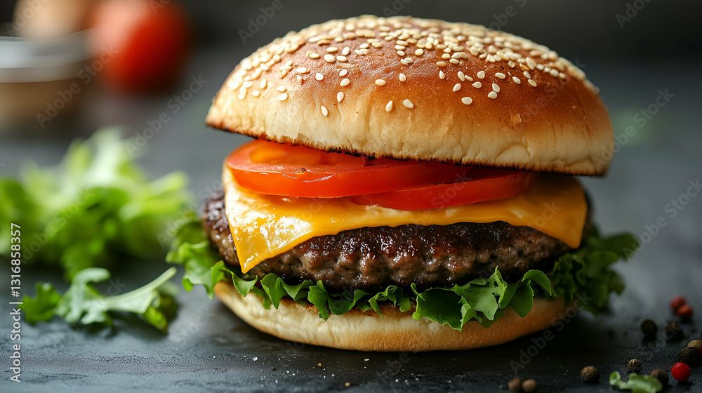 Classic cheeseburger with fresh ingredients