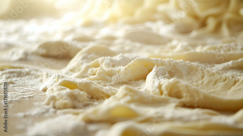 Obraz na płótnie Fresh rolled dough with flour w salonie