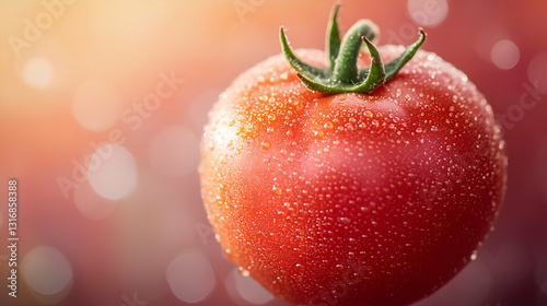Obraz na płótnie Fresh tomato with water droplets w salonie