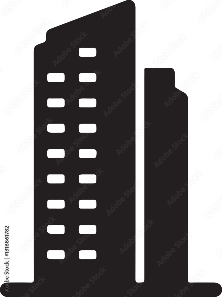 Black Corporate Skyscraper Icon Symbolizing Large Businesses and Companies Black Corporate Skyscraper Icon Symbolizing Large Businesses and Companies