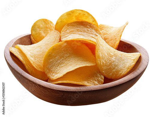 Transparent PNG Available: Cut-Out of Delicious Potato Chips.