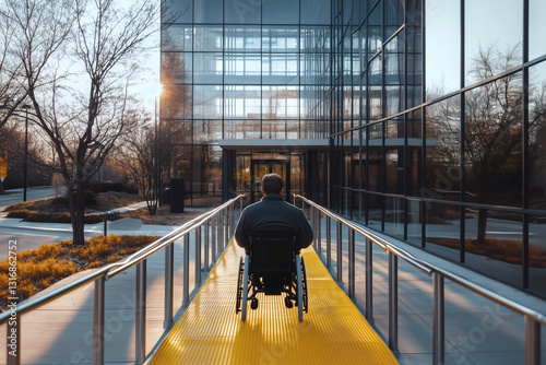 Wheelchair access to modern office building.