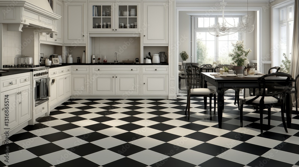 Fototapeta premium floor checkered black and white