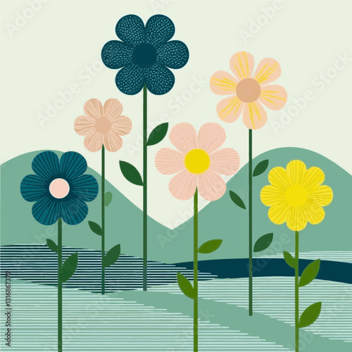spring flowers on a green background