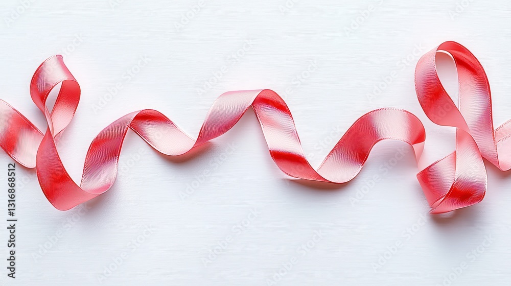 Pink Ribbon on White Background Pink Ribbon on White Background