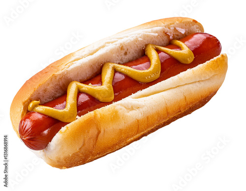 Cut-Out of a Delicious Hot Dog. Transparent PNG background.