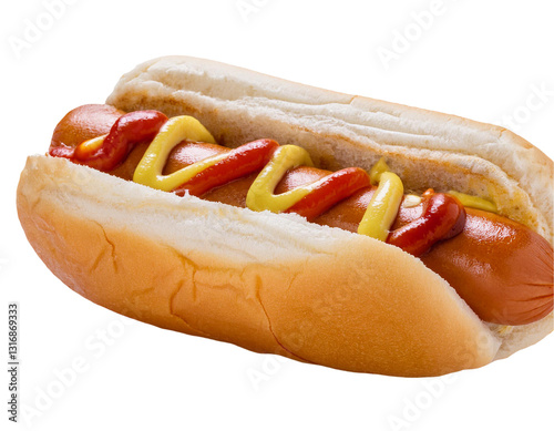 Cut-Out of a Delicious Hot Dog. Transparent PNG background.