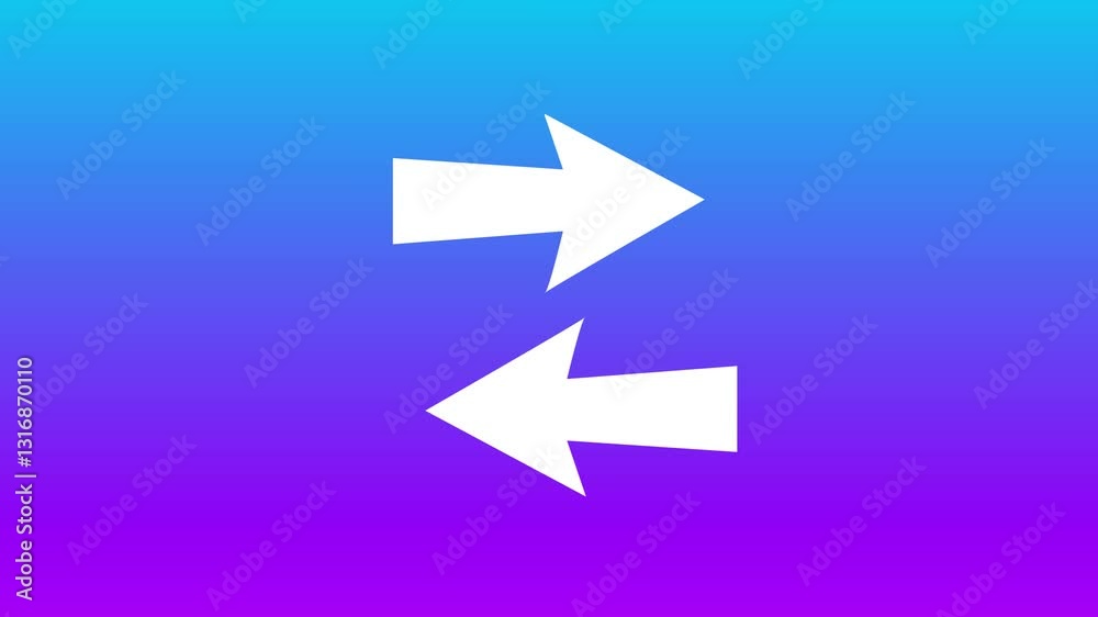Two moving arrows to the left and right. 4k resolution. Swipe left and right white arrow animation on background. Left-right arrow loading seamless loop into alfa channel.