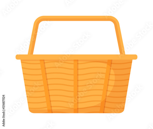 Wicker basket empty for picnic springtime cartoon illustration