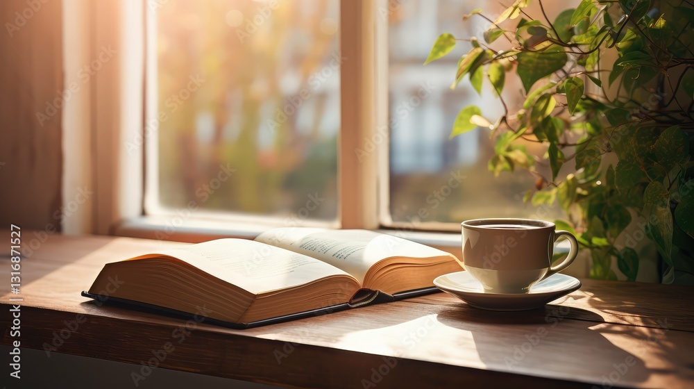 cozy open book on table cozy open book on table