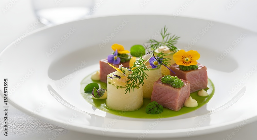 Delicious Gourmet Dish in a Fine Dining Setting Delicious Gourmet Dish in a Fine Dining Setting