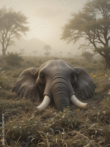 An elephant killed by poachers for their ivory
