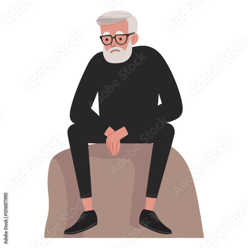 vector illustration of a old man