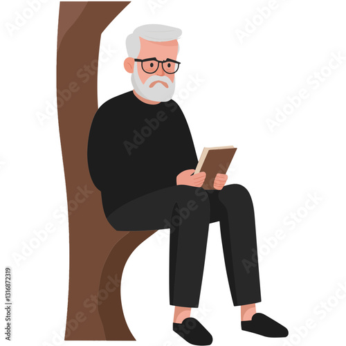 vector illustration of a old man