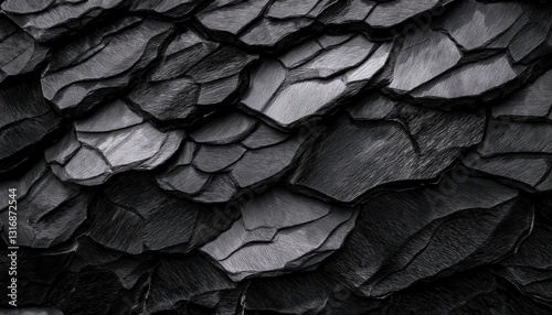 Dark scales: the raw power of armored shadows, an intricate pattern of strength, mystery, and impenetrable elegance photo