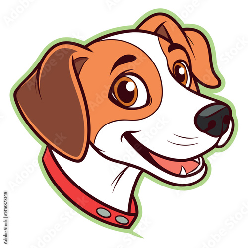 happy-dog-head-cartoon vector floppy-ears bright. 