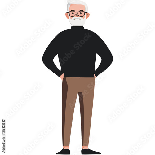 vector illustration of a old man
