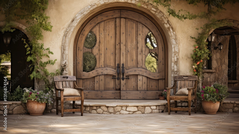 Obraz premium wood double door arch