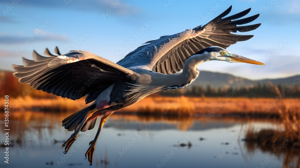 Fototapeta premium sky great blue heron