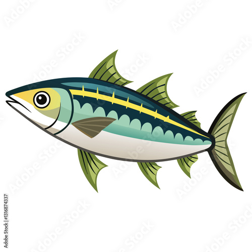 mackerel-fish-colorful-vector-isolated-image-on white background 